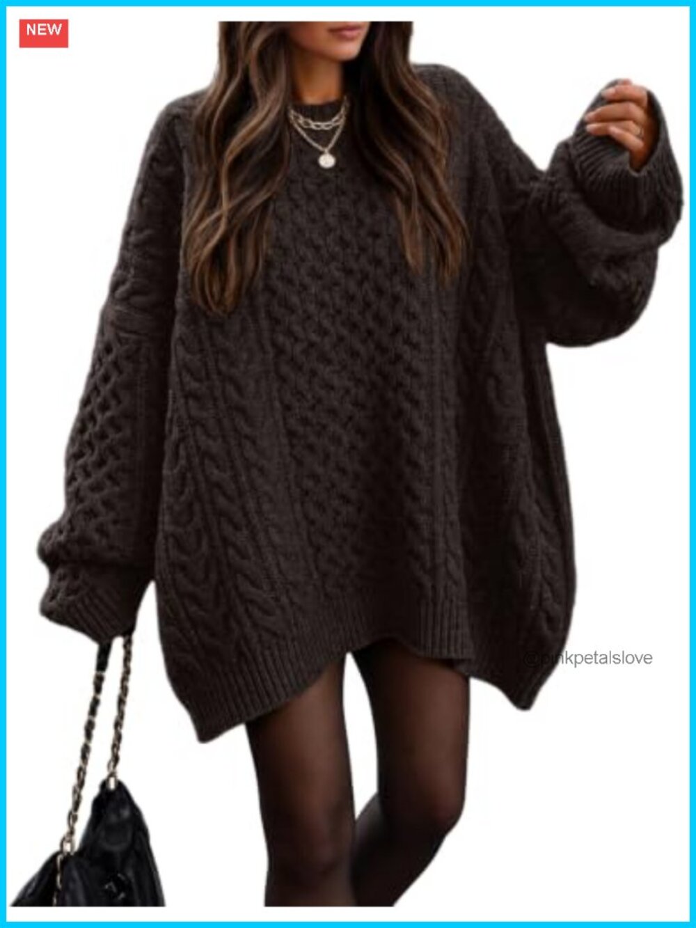 Oversized Chunky Cable Knit Tunic Sweater